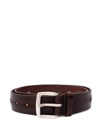 Orciani Engraved Leather Belt In Red