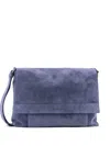 Orciani Suede Messenger Shoulder Bag Adjustable Strap In Blue