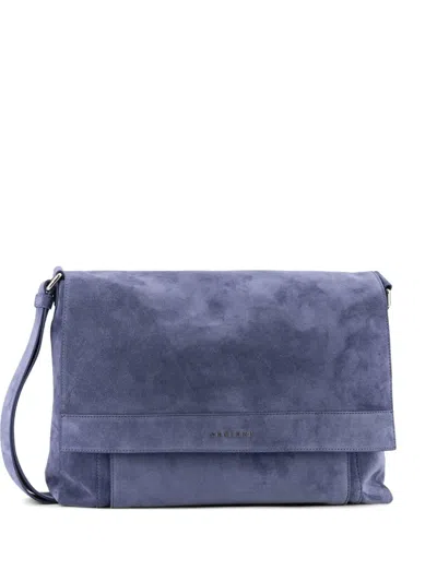 ORCIANI ENGRAVED LOGO FLAP SHOULDER BAG