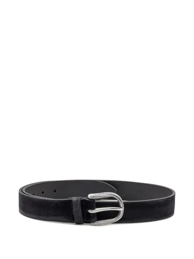 Orciani Engraved Suede Belt In Black