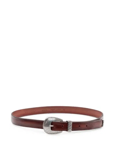 Orciani Engraved-buckle Leather Belt In Brown