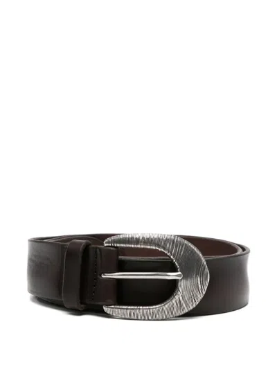 Orciani Engraved-buckle Leather Belt In Animal Print