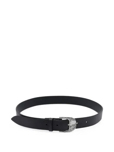 Orciani Engraved-buckle Leather Belt In Black