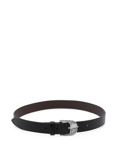 Orciani Engraved-buckle Leather Belt In Black