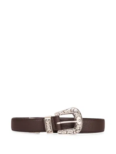 Orciani Engraved-buckle Leather Belt In Brown