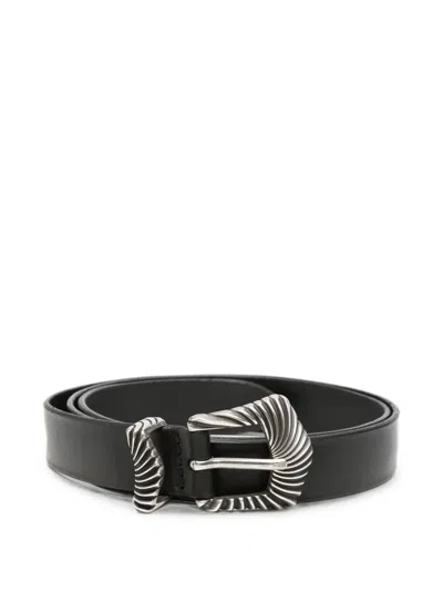 Orciani Engraved-buckle Leather Belt In Black