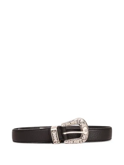 Orciani Engraved-buckle Leather Belt In Brown