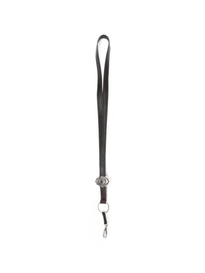 Orciani Engraved-plaque Leather Lanyard In Black