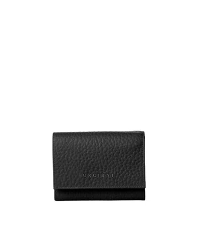 Orciani Envelope-style Textured Leather Wallet With Rfid Protection In Black