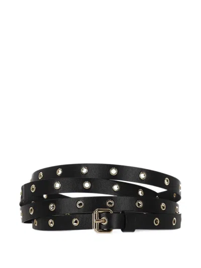 Orciani Eyelet-embellished Leather Belt In Red