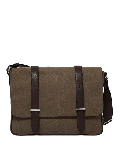 Orciani Fabric + Leather Bag In Brown