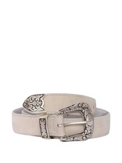 Orciani Floral Embossed Belt In Neutral
