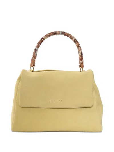 Orciani Floral-handle Tote Bag In Yellow