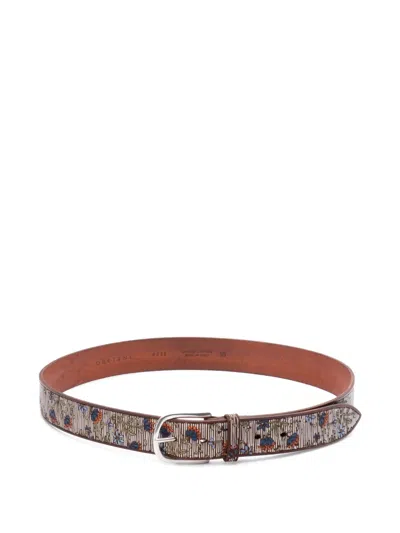 Orciani Flower Line Belt In Brown