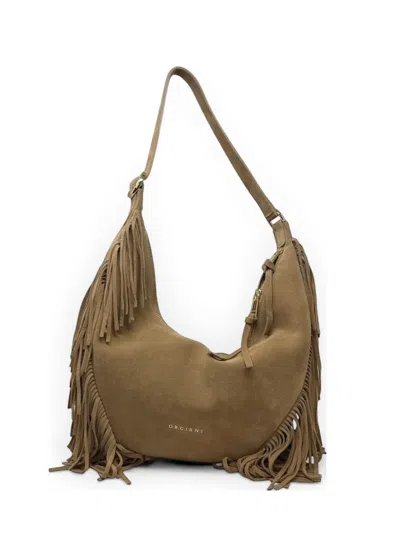 Orciani Fringe Peach Hobo Bag In Neutral