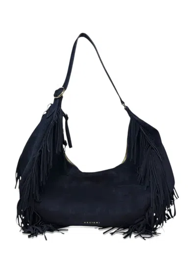 Orciani Fringed Hobo Bag In Blue