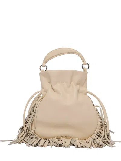 Orciani Fringed Leather Tote Bag In Neutral