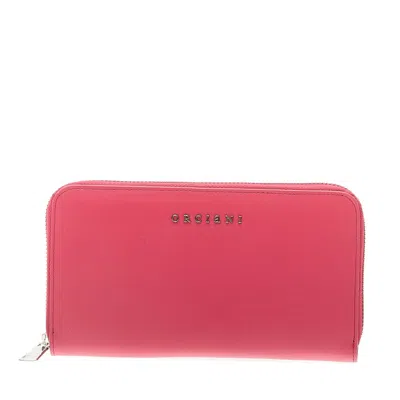 Orciani Full Zip Fuchsia Leather Wallet In Pink
