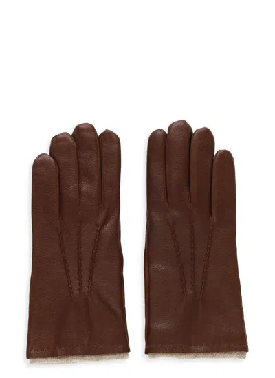 Orciani Gloves Bordeaux In Burgundy