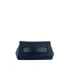Orciani Gossip Soft Navy Grained Leather Clutch In Blue