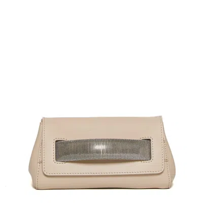Orciani Gossip Xs Beige Leather Silver Handbag In Neutrals