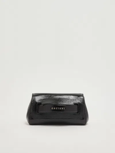 Orciani Gossip Xs Vinyl Clutch In Black