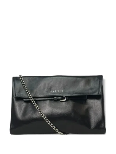 Orciani Gotham Leather Shoulder Bag In Black