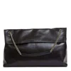 Orciani Gotham Nero Leather Handbag With Chain In Black