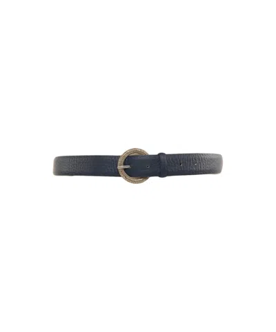Orciani Grained Leather Belt With Round Buckle In Green