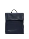 Orciani Grained Leather Foldover Backpack In Blue
