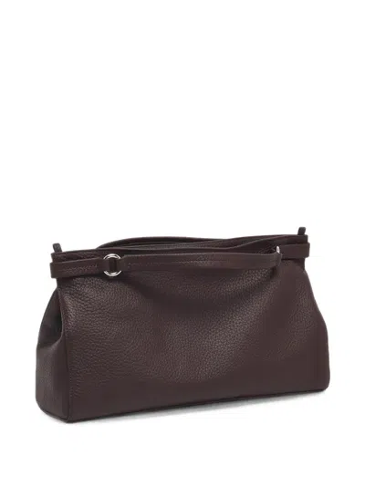 Orciani Grained Leather Tote Bag In Brown