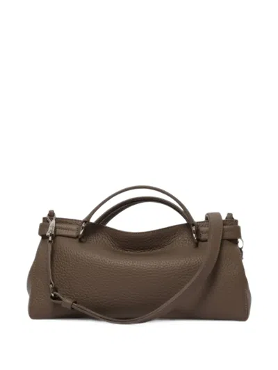 Orciani Grained Leather Tote Bag In Brown