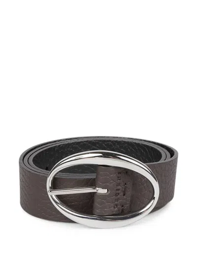 Orciani Grained-leather Buckle Belt In Brown