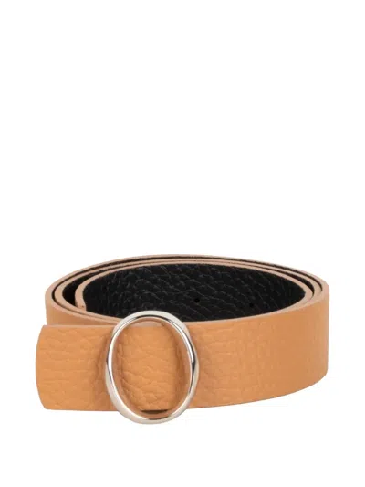Orciani Grainy Reversible Belt In Brown