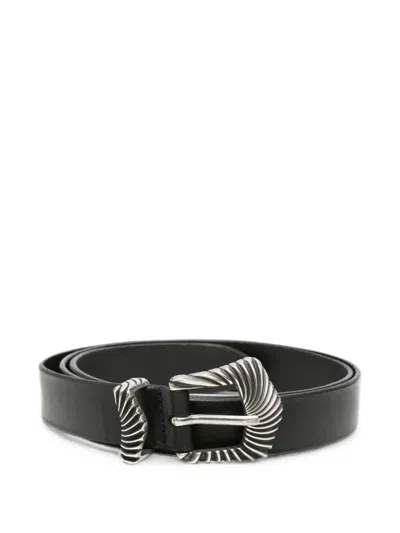 Orciani Grooved-buckle Leather Belt In Black