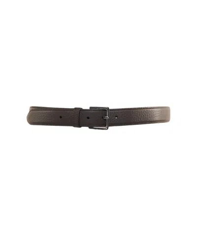 Orciani Hammered Leather Belt In Brown