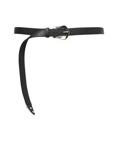 Orciani Hammered Leather Belt With Classic Buckle In Black