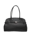 Orciani Hammered Leather Handbag With Zip Closure And Slim Handles In Black