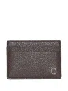 Orciani Hammered-leather Logo Cardholder In Brown