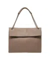 Orciani Hammered Leather Shoulder Bag With Chain Strap In Brown