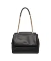 Orciani Hammered Leather Shoulder Bag With Gold Chain Straps In Black