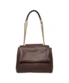 Orciani Hammered Leather Shoulder Bag With Gold Chain Straps In Brown