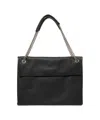 Orciani Hammered Leather Shoulder Bag With Removable Chain Strap In Black
