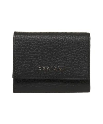 Orciani Hammered Leather Wallet In Black