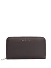 Orciani Hammered-leather Zip-around Wallet In Brown
