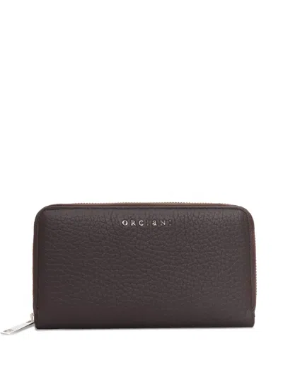 ORCIANI HAMMERED-LEATHER ZIP-AROUND WALLET