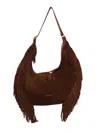 Orciani Isola Peach Fringed Leather Shoulder Bag In Brown
