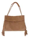 Orciani Venus Peach Fringed Shoulder Bag In Brown