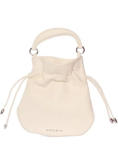 Orciani Handle Drawstring Shoulder Bag In Neutral