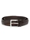 Orciani Herringbone Leather Belt In Braun